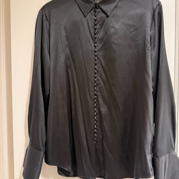 Club Monaco Black Helek Stretch Silk Charmeuse, Large - Picture 6 of 14